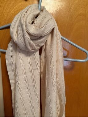 NWT Echo Design cream color with silver details Scarf 20”x74”